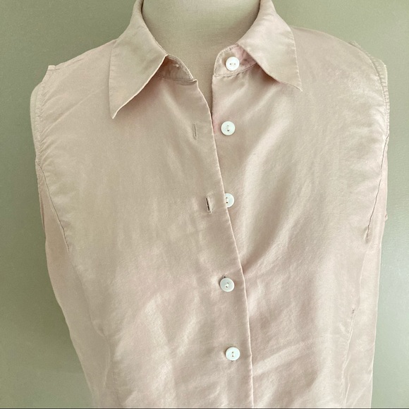 VTG 💯Silk Sleeveless Button Down Top sz L - Picture 1 of 7